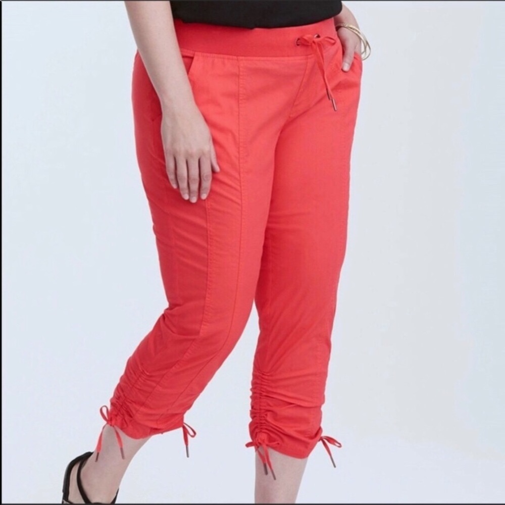 Torrid Red Jogger Casual Cropped Ruched Adjustable Hem 10